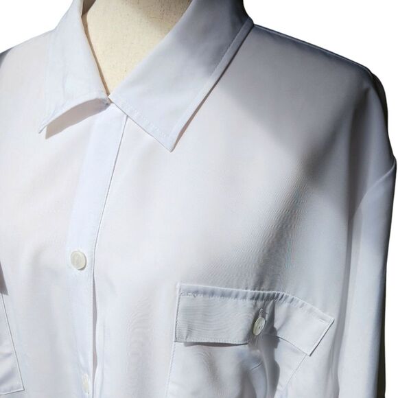 MAGGIE BARNES Flowy Shirt Short Sleeve White Button Down Blouse Plus Size 3X - Picture 2 of 15